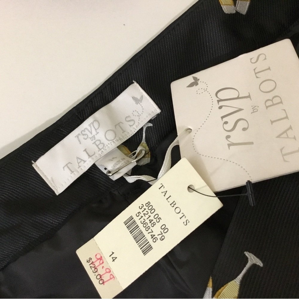 Talbots Black Ankle Pants with White Pattern - Picture 6 of 8